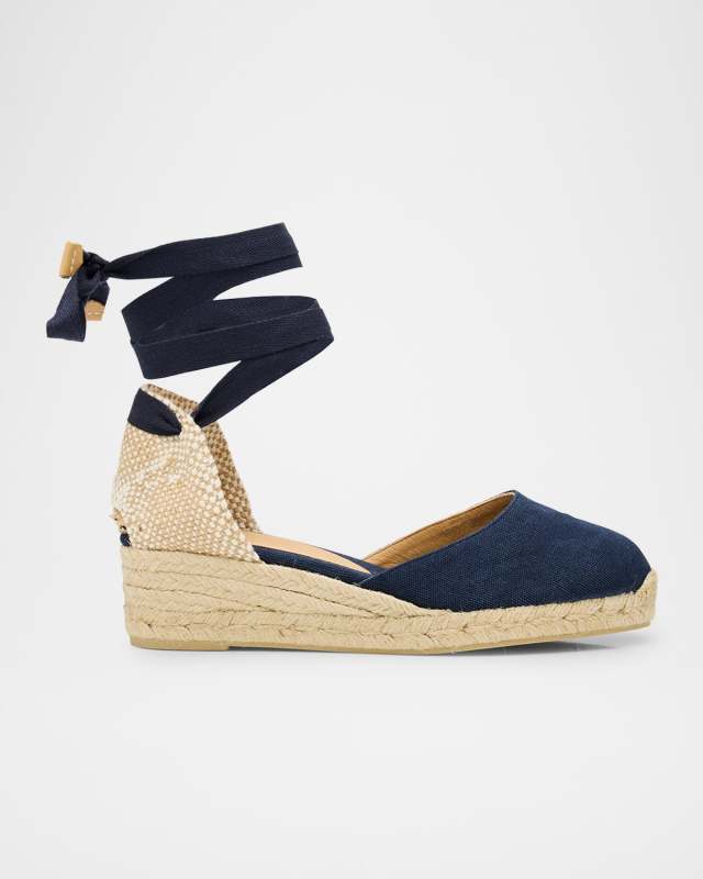 Carina Canvas Ankle-Tie Wedge Espadrilles